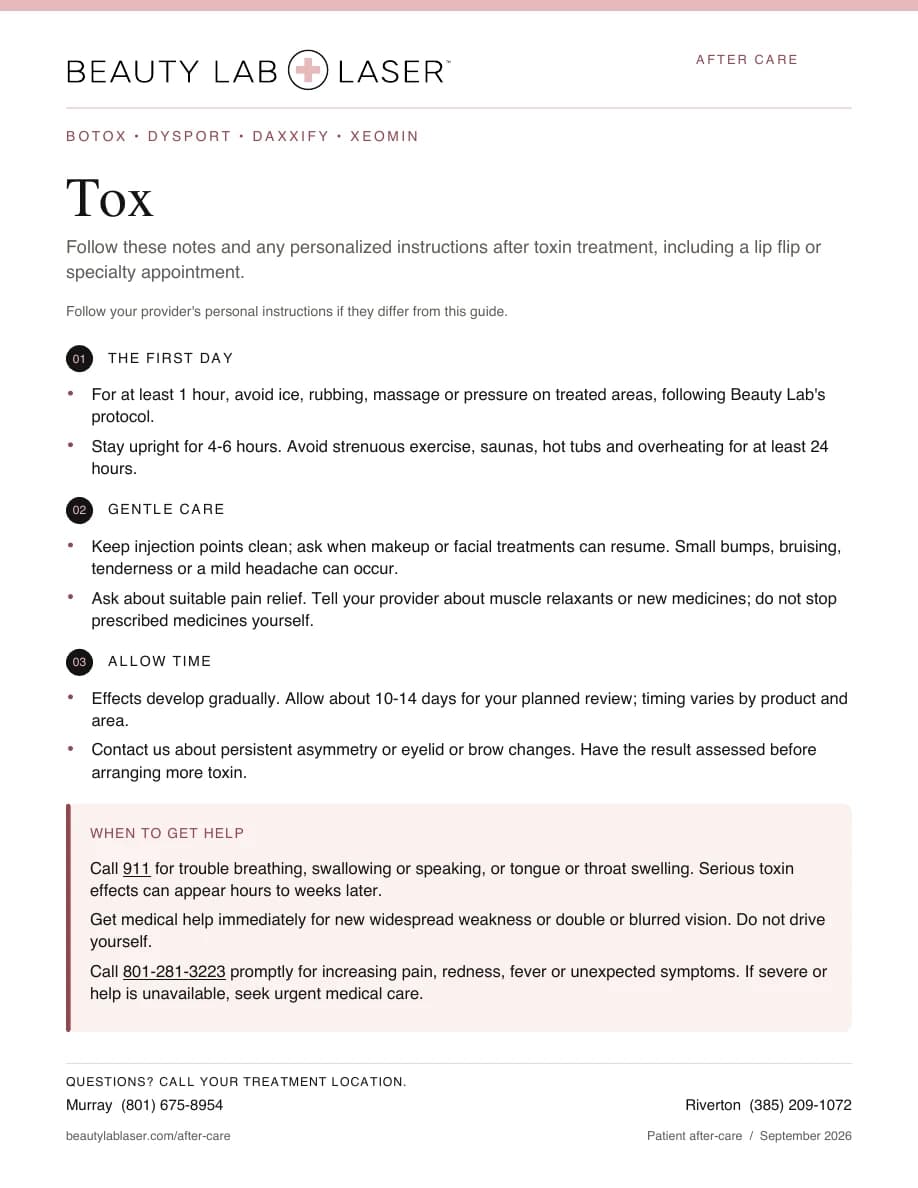 Tox Post-Care Instructions PDF cover