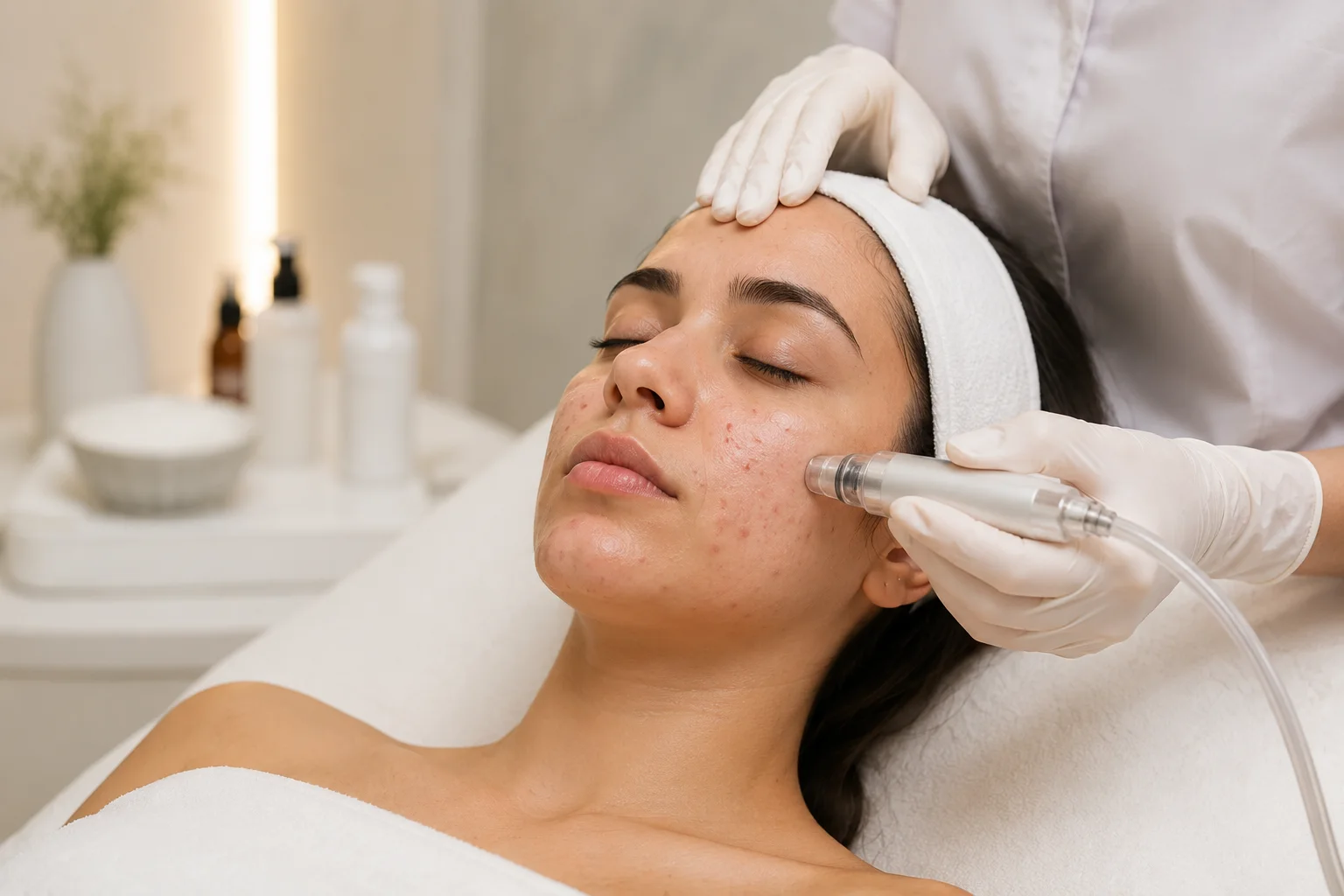 Acne facial treatment.