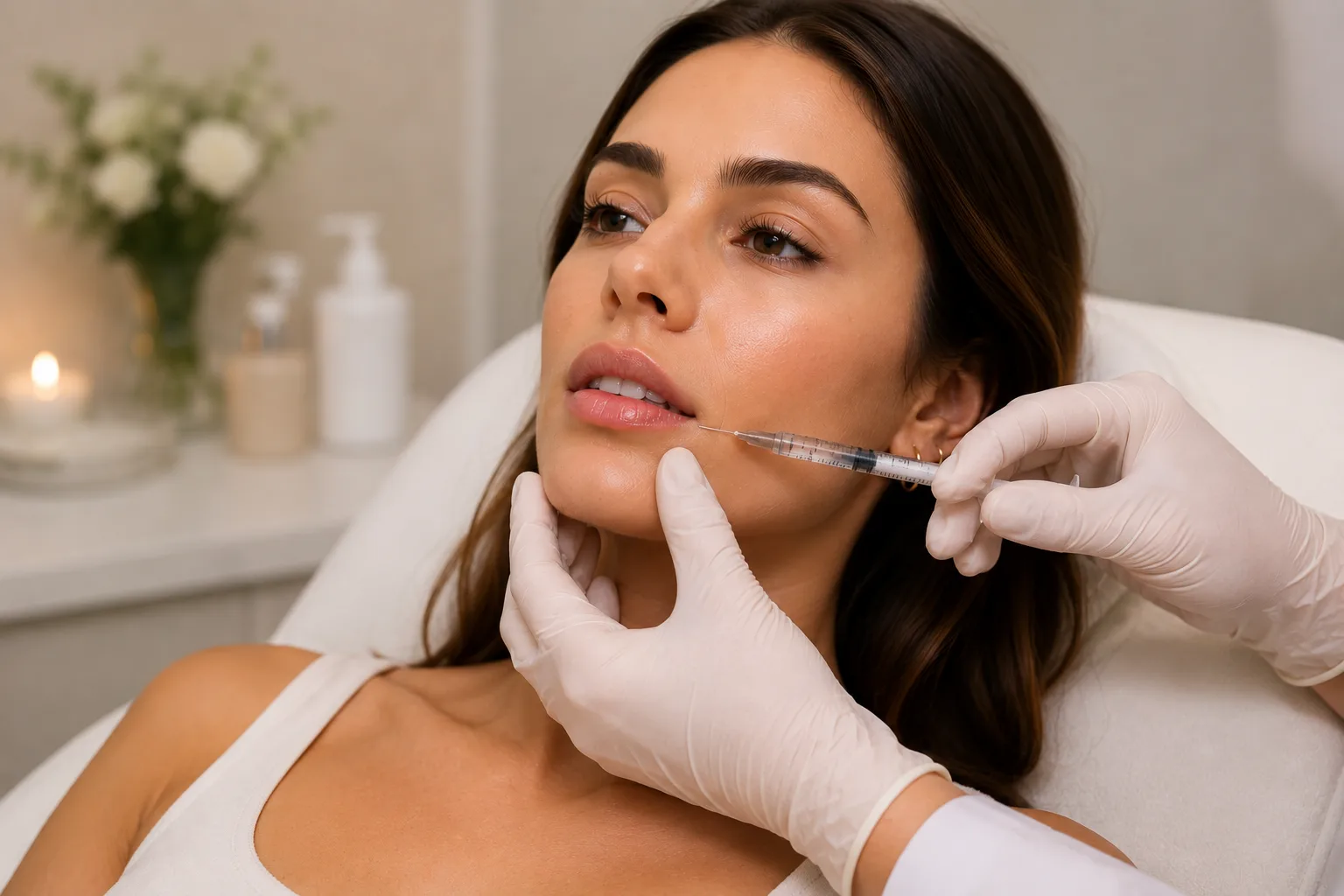 Lip filler treatment.