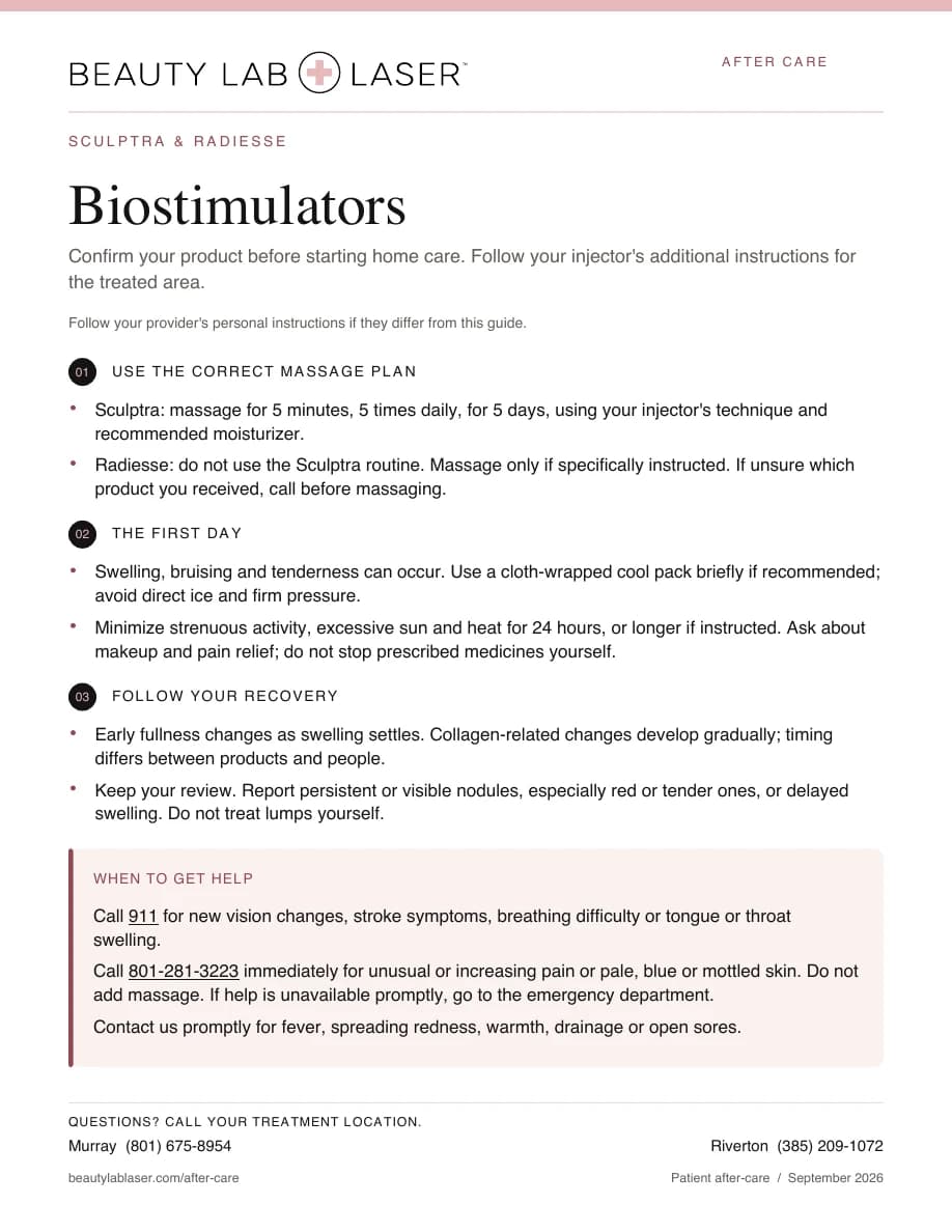 Biostimulators Post-Care Instructions PDF cover