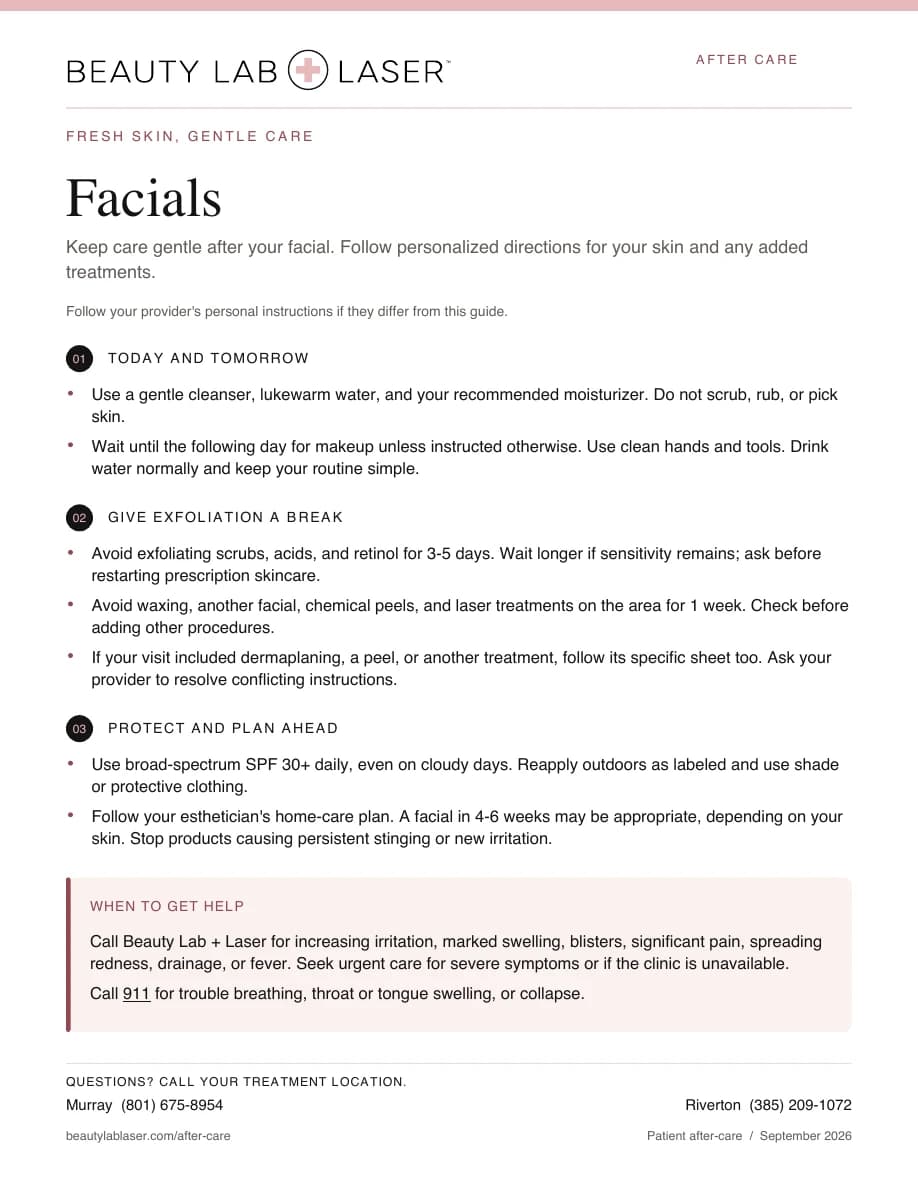 Facial After-Care Instructions PDF cover