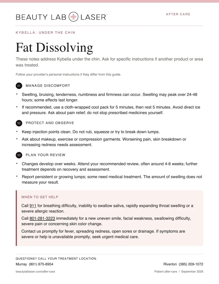 Fat Dissolving Injections Post-Care Instructions PDF cover