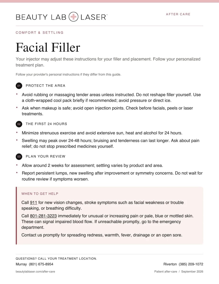 Filler Post-Care Instructions PDF cover