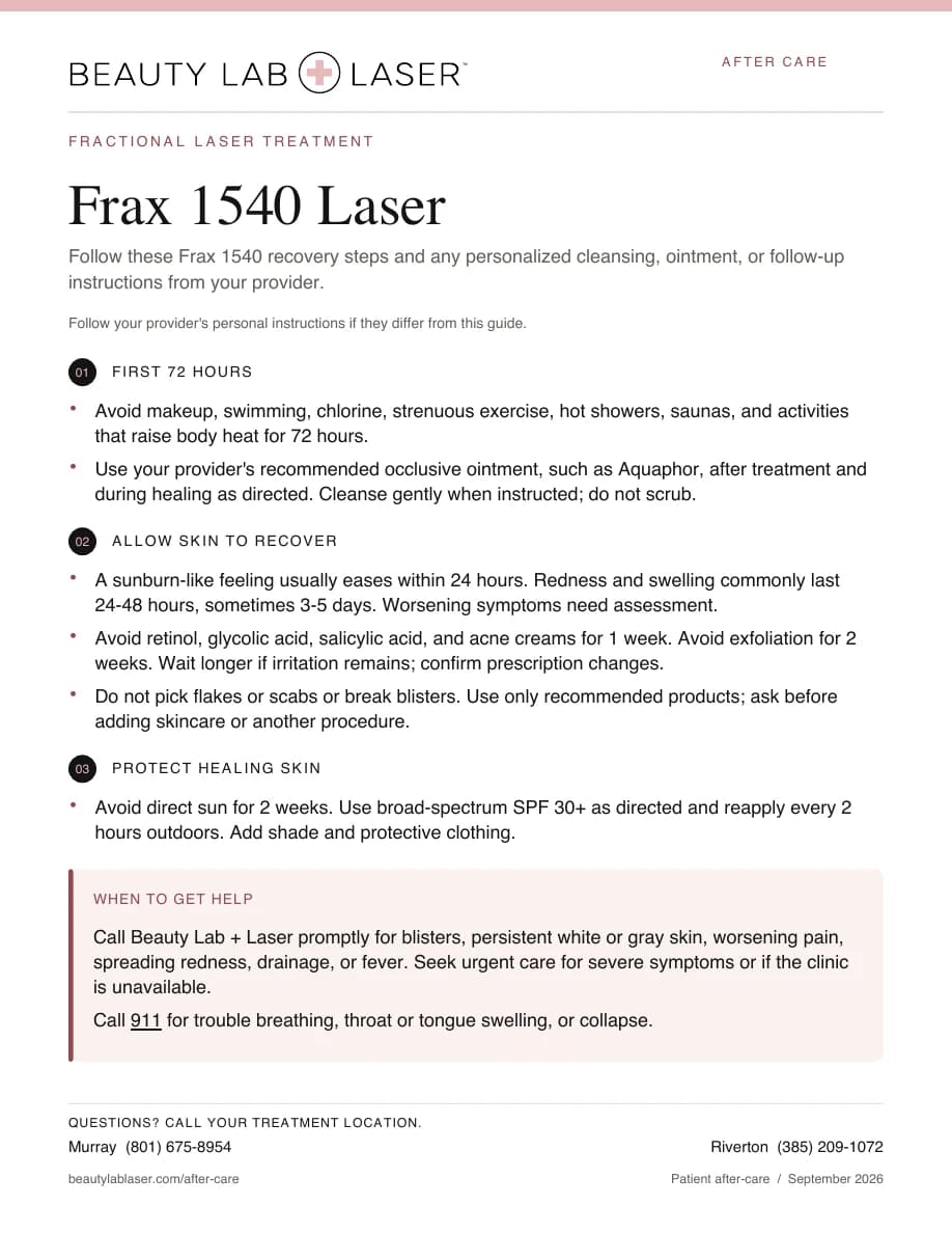 Fraxel Laser Post-Care Instructions PDF cover