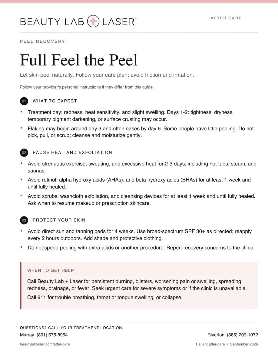 Full Feel The Peel After-Care Instructions PDF cover