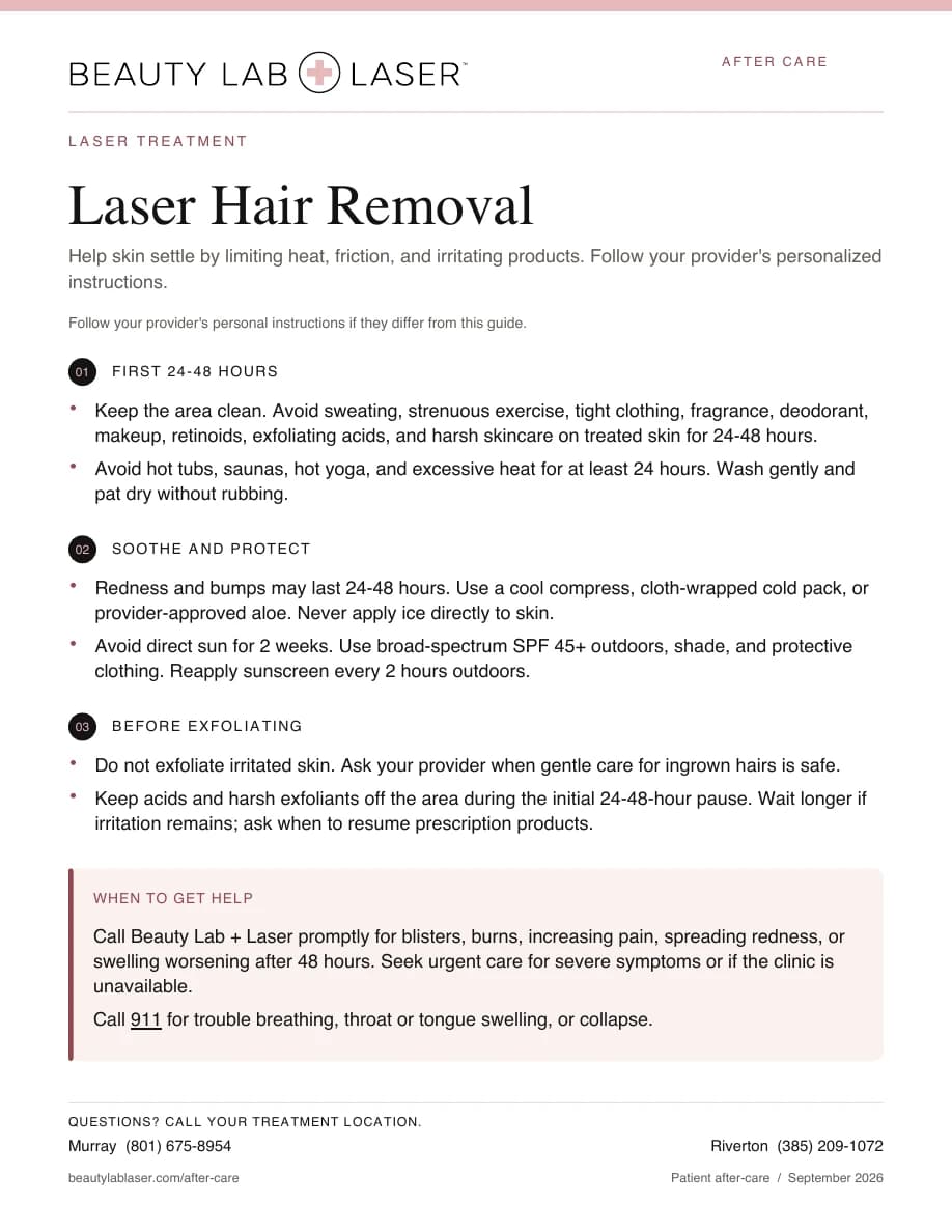 Laser Hair Removal Post-Care Instructions PDF cover