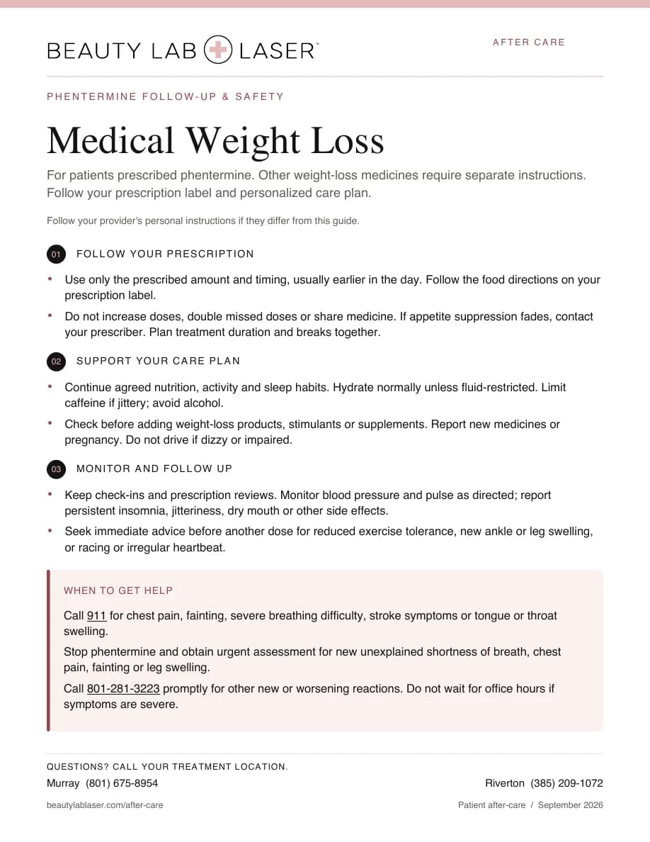 Medical Weight Loss Post-Care Instructions PDF cover