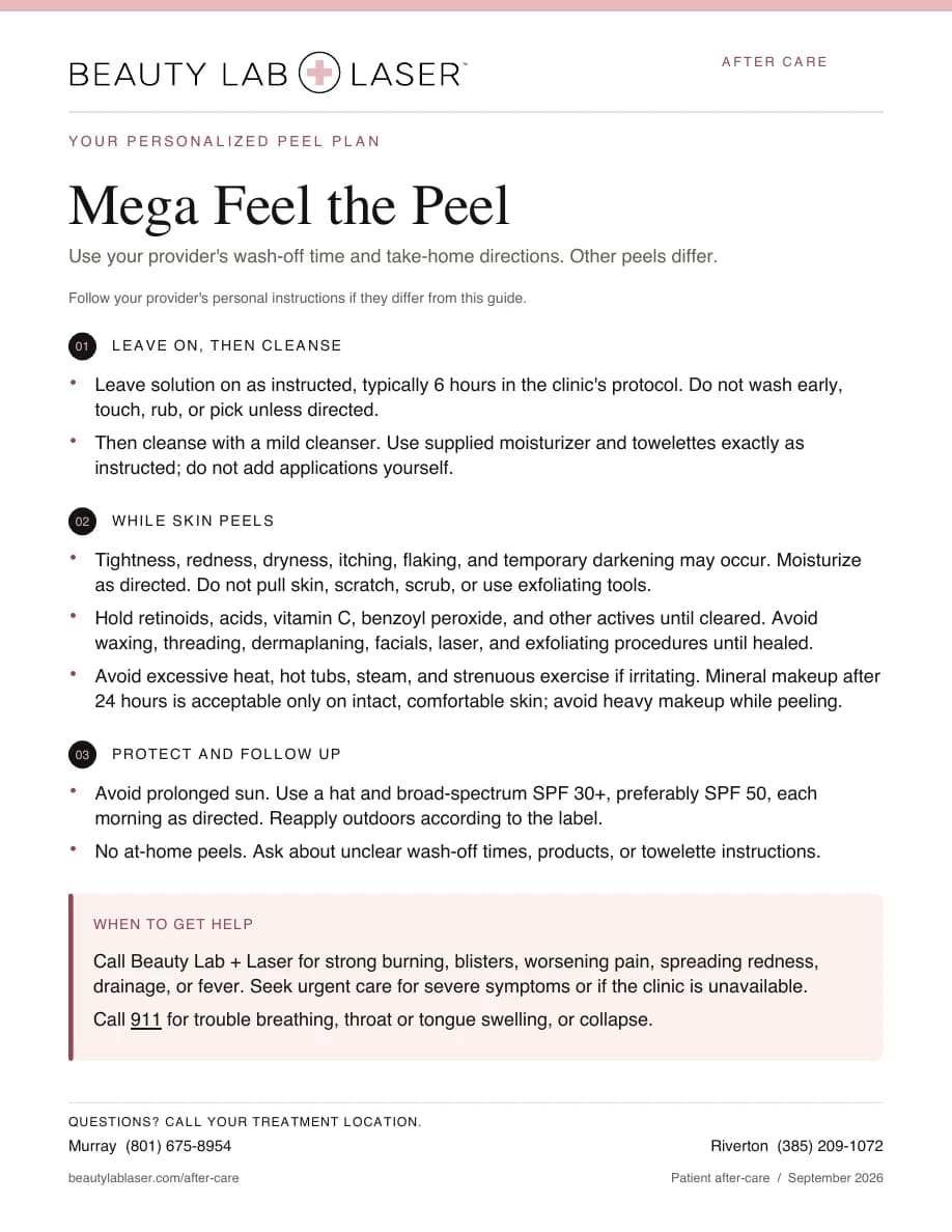 Mega Feel The Peel Post-Care Instructions PDF cover