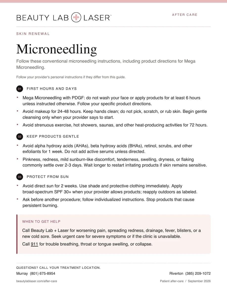 Microneedling Post-Care Instructions PDF cover