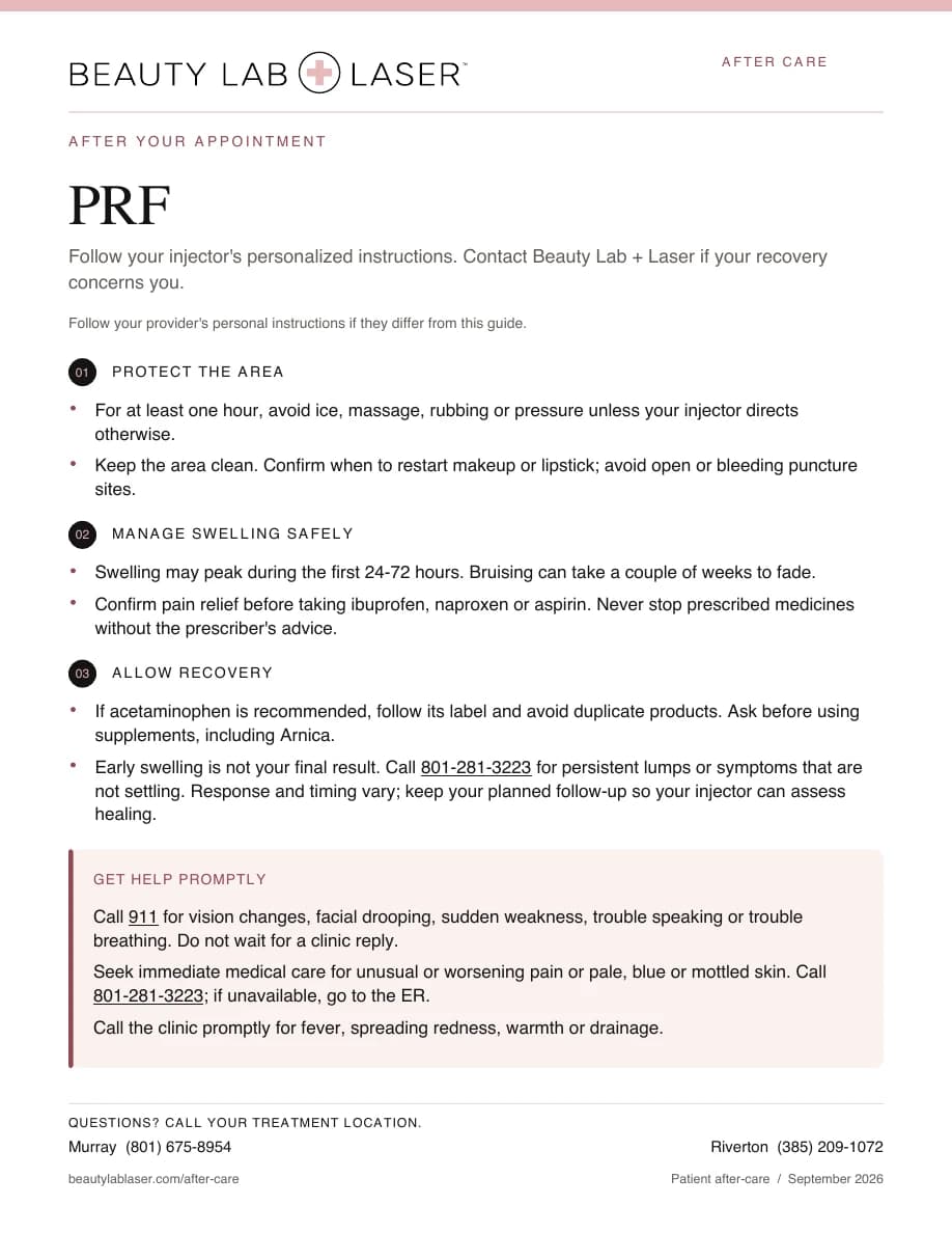 PRF Post-Care Instructions PDF cover