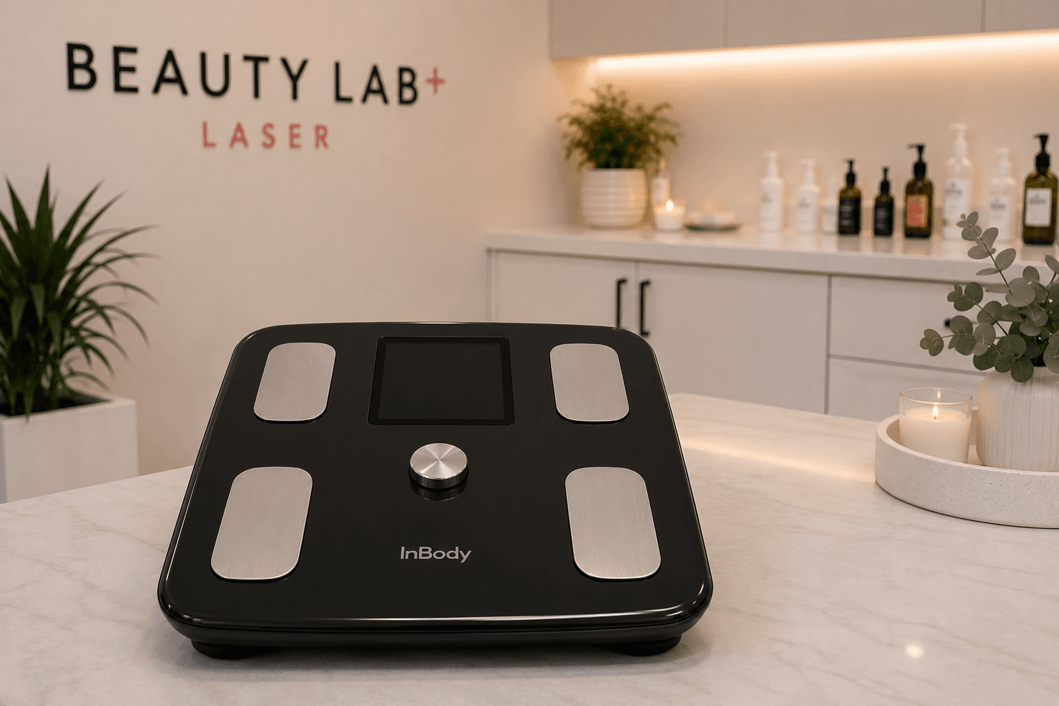 InBody scale on the Beauty Lab + Laser treatment counter.